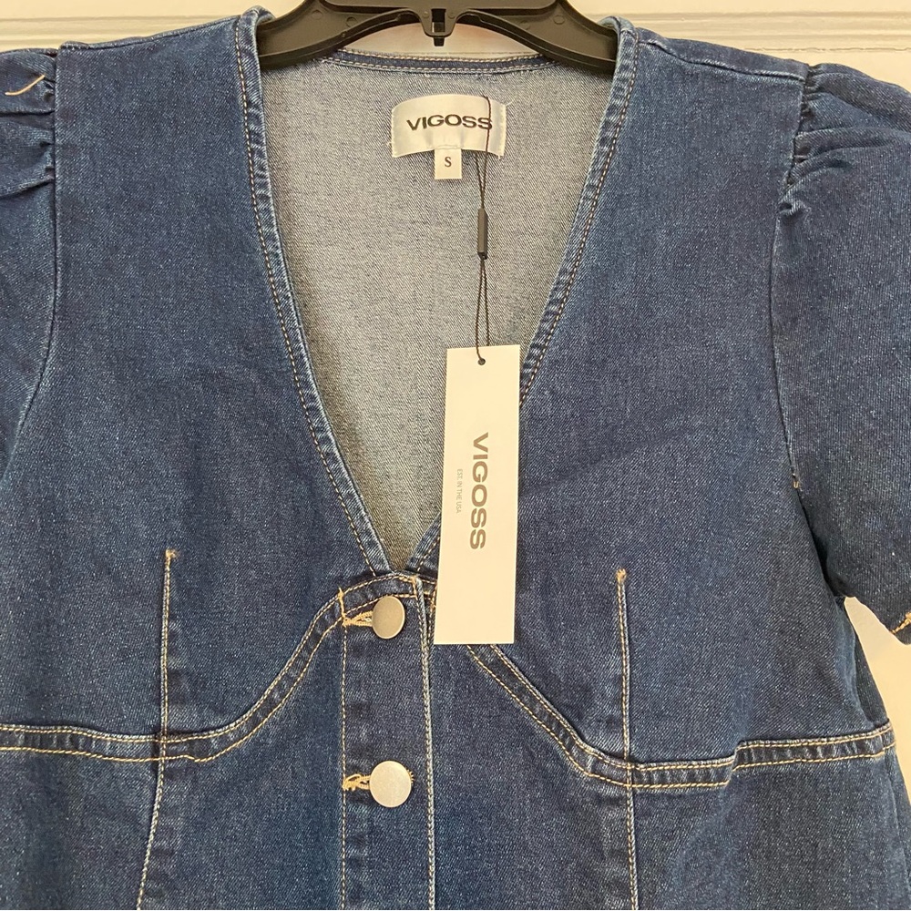 Vigoss Blue Denim Button-Front Dress - Picture 3 of 5